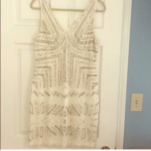 Adrianna Papell White Sequin Dress